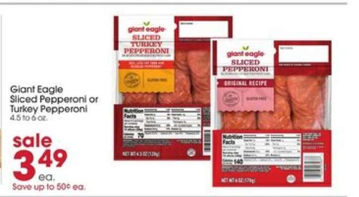 Giant Eagle Sliced Pepperoni or Turkey Pepperoni