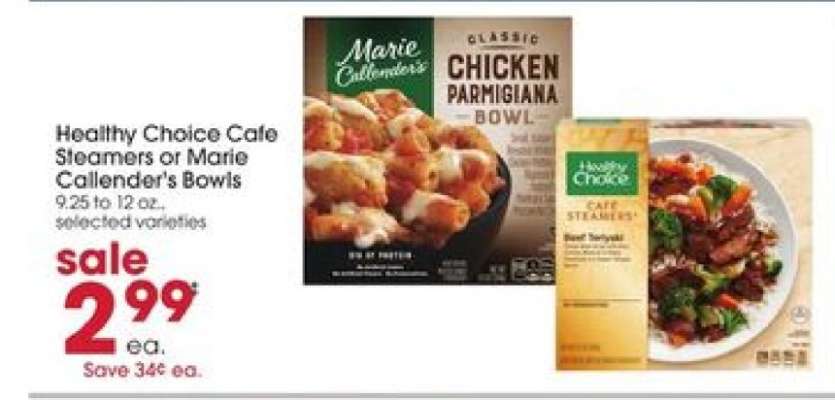 Healthy Choice Café Steamers or Marie Callender’s Bowls