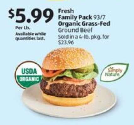 Fresh Family Pack 93/7 Organic Grass-Fed Ground Beef