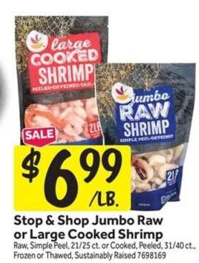 Stop & Shop Jumbo Raw or Large Cooked Shrimp