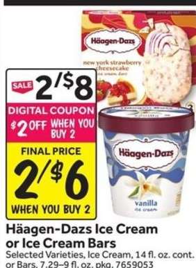 Häagen-Dazs Ice Cream or Ice Cream Bars