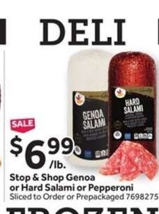Stop & Shop Genoa or Hard Salami or Pepperoni