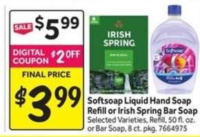 Softsoap Liquid Hand Soap Refill or Irish Spring Bar Soap