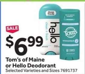 Tom's of Maine or Hello Deodorant