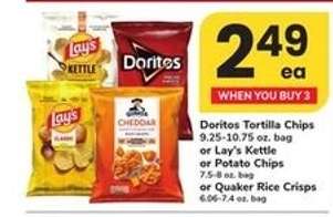 Doritos Tortilla Chips or Lay's Kettle or Potato Chips or Quaker Rice Crisps