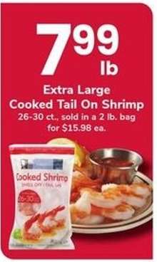 Extra Large Cooked Tail On Shrimp