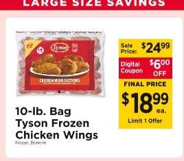 10-lb. Bag Tyson Frozen Chicken Wings