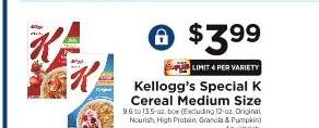 Kellogg's Special K Cereal Medium Size