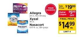 Allegra, XYZAL, Nasacort