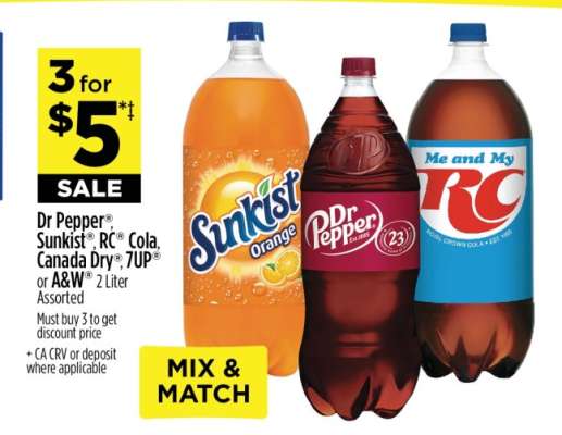 Dr Pepper®, Sunkist®, RC® Cola, Canada Dry®, 7UP® or A&W®