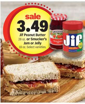 Jif Peanut Butter or Smucker's Jam or Jelly