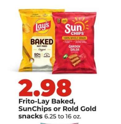 Frito-Lay Baked, SunChips or Rold Gold snacks