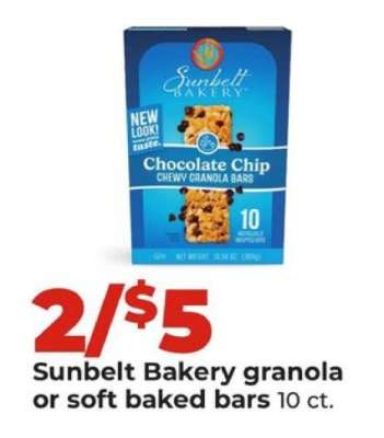 Sunbelt Bakery granola or soft baked bars