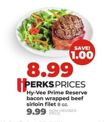 Hy-Vee Prime Reserve bacon wrapped beef sirloin filet
