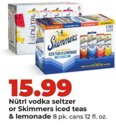 Nutrl vodka seltzer or Skimmers Iced Teas & Lemonade