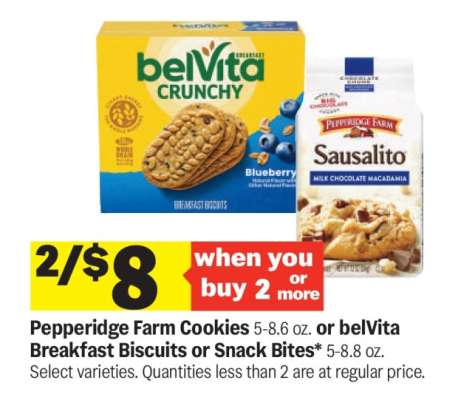 Pepperidge Farm Cookies or belVita Breakfast Biscuits or Snack Bites