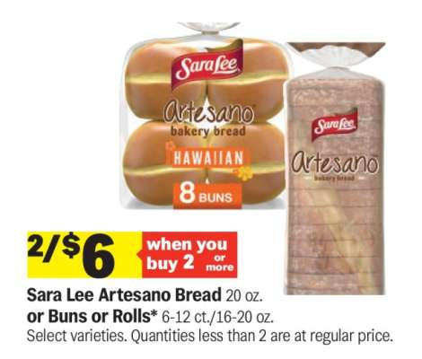 Sara Lee Artesano Bread or Buns or Rolls