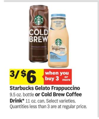 Starbucks Gelato Frappuccino or Cold Brew Coffee Drink