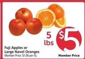 Fuji Apples or Large Navel Oranges