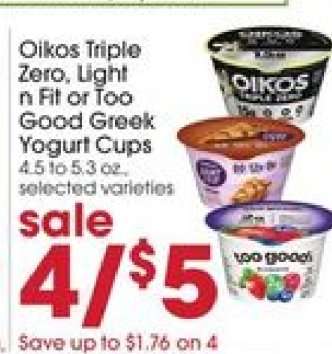 Oikos Triple Zero, Light n Fit or Too Good Greek Yogurt Cups