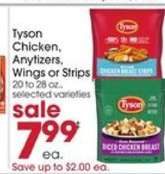 Tyson Chicken, Any'tizers, Wings or Strips