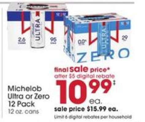 Michelob Ultra or Zero 12 Pack
