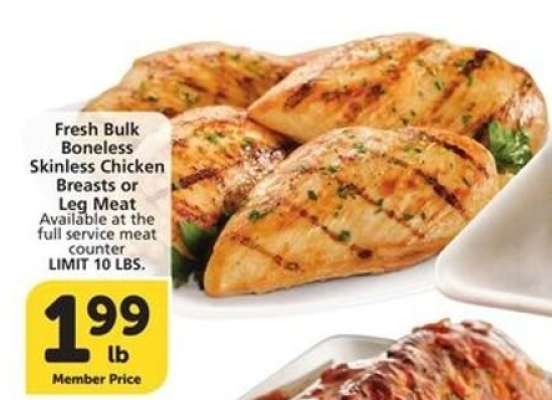 Fresh Bulk Boneless Skinless Chicken Breasts or Leg Meat