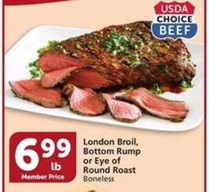 London Broil, Bottom Rump or Eye of Round Roast
