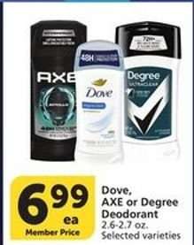 Dove, AXE or Degree Deodorant