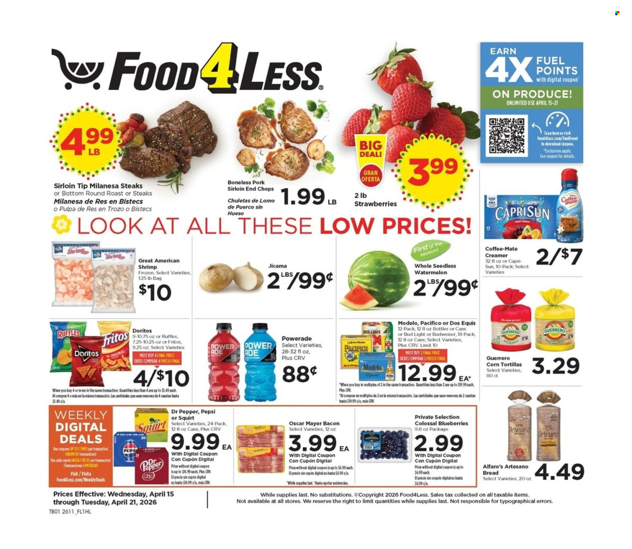 Food 4 Less ad - 04/15/2026 - 04/21/2026. Page 1