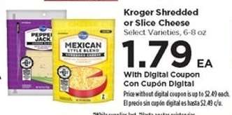 Kroger Shredded or Slice Cheese