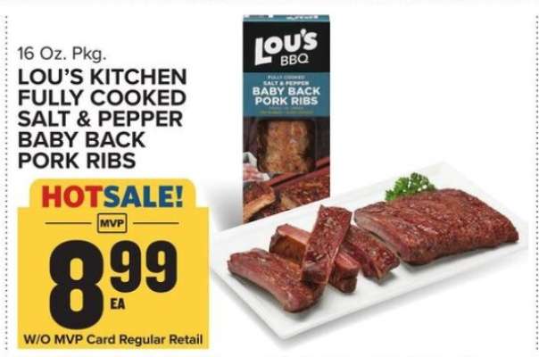 LOU'S KITCHEN FULLY COOKED SALT & PEPPER BABY BACK PORK RIBS