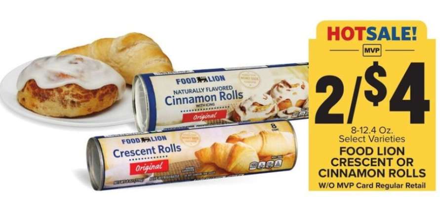 FOOD LION CRESCENT OR CINNAMON ROLLS