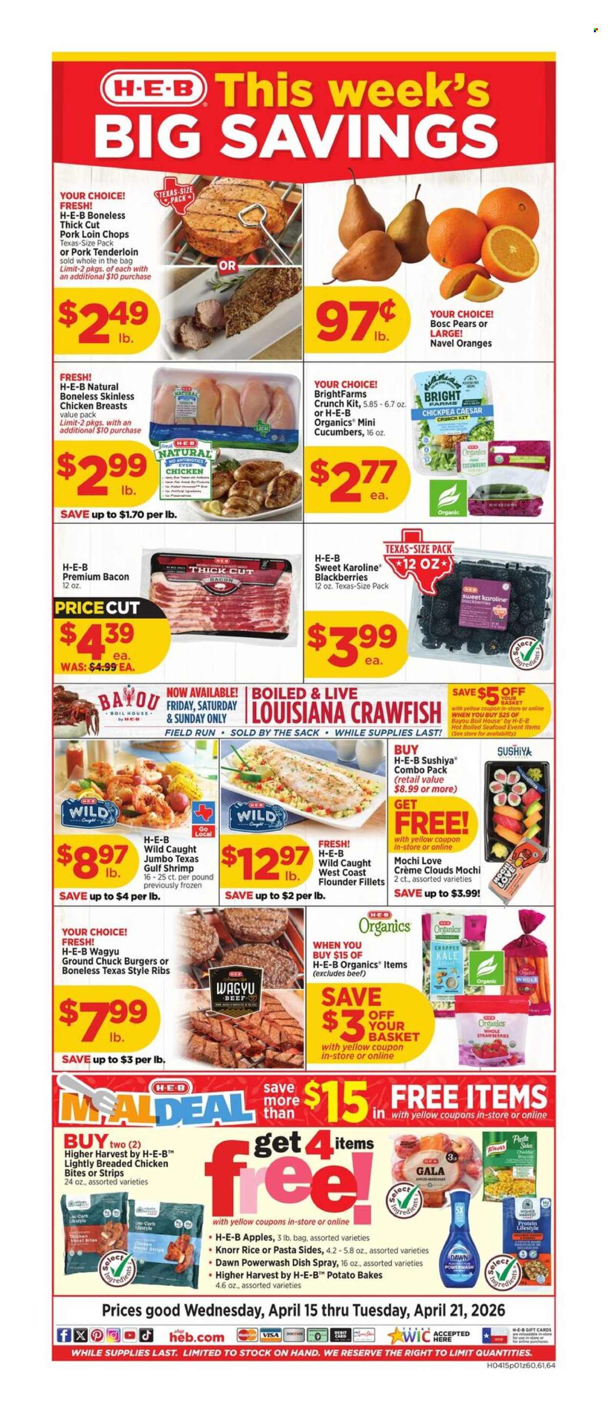 H-E-B ad - 04/15/2026 - 04/21/2026. Page 1