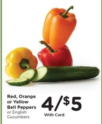 Red, Orange or Yellow Bell Peppers or English Cucumbers