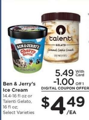Ben & Jerry's Ice Cream or Talenti Gelato