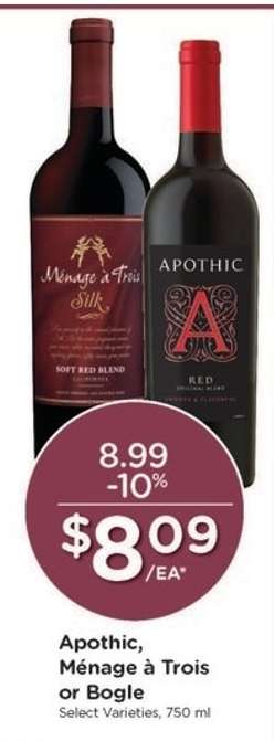Apothic, Ménage à Trois or Bogle
