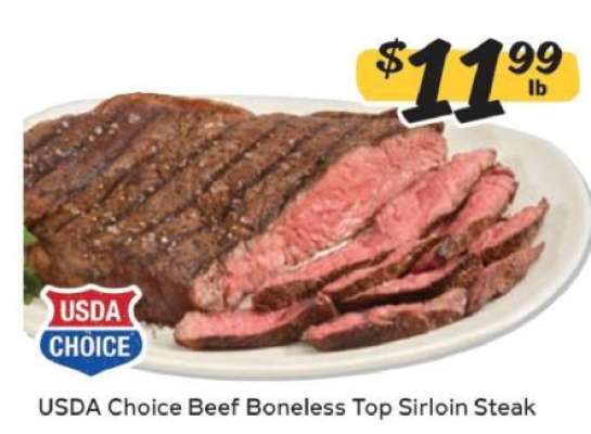 USDA Choice Beef Boneless Top Sirloin Steak
