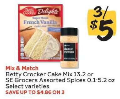 Betty Crocker Cake Mix or SE Grocers Assorted Spices