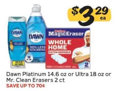 Dawn Platinum or Ultra or Mr. Clean Erasers