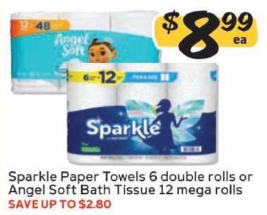Sparkle Paper Towels or Angel Soft Bath Tissue