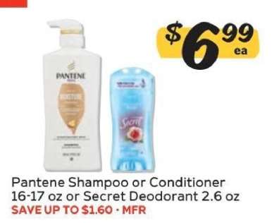 Pantene Shampoo or Conditioner / Secret Deodorant