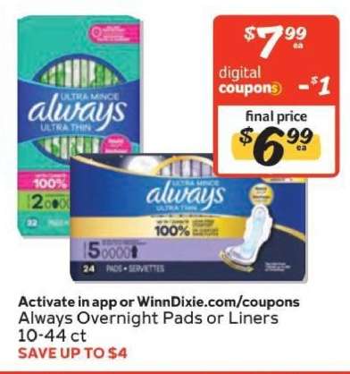 Always Overnight Pads or Liners