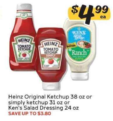 Heinz Original Ketchup or Ken's Salad Dressing