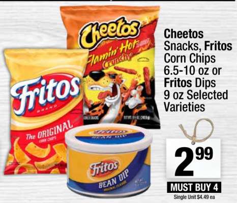 Cheetos Snacks, Fritos Corn Chips or Fritos Dips
