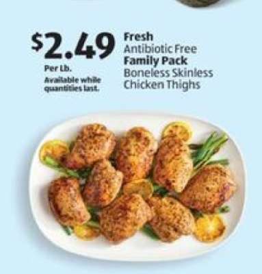 Fresh Antibiotic Free Family Pack Boneless Skinless Chicken Thighs