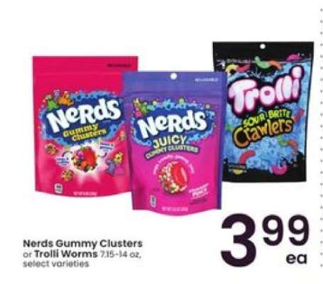 Nerds Gummy Clusters or Trolli Worms