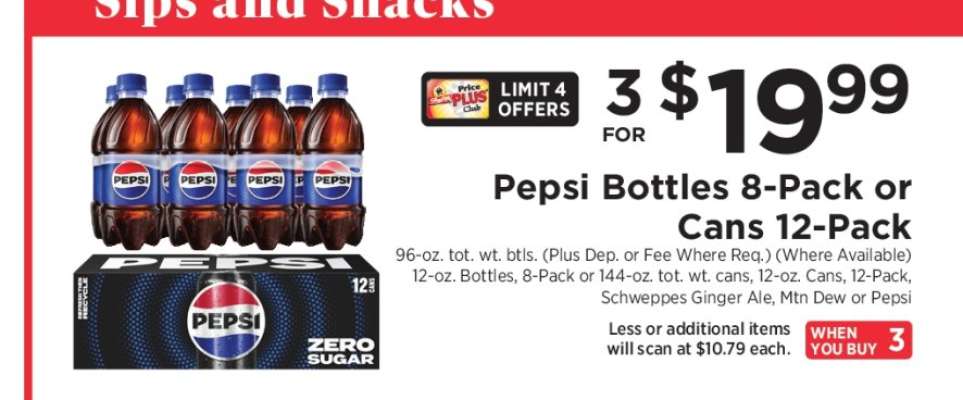 Pepsi Bottles 8-Pack or Cans 12-Pack