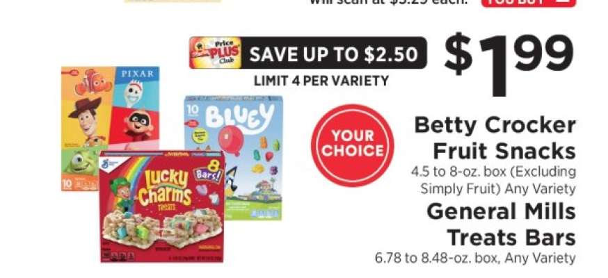 Betty Crocker Fruit Snacks / General Mills Treats Bars