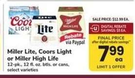 Miller Lite, Coors Light or Miller High Life